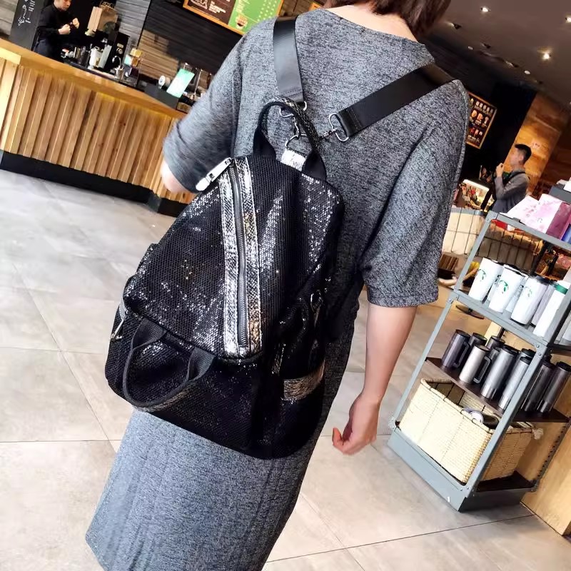 Luxury Bags Vintage - 여성용 나일론 스팽글 백팩, 하이 퀄리티