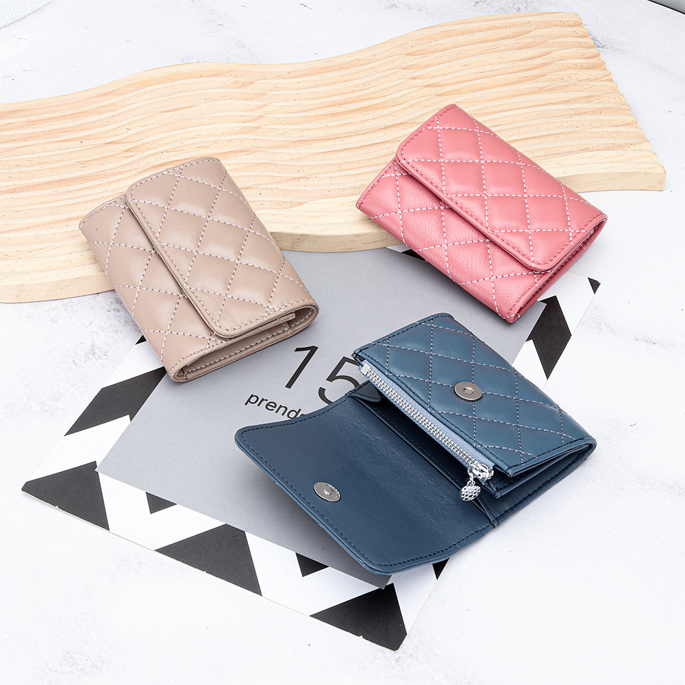 Luxury Bags Name For Women - 양가죽 퀼팅 카드 홀더 여성용 반지갑