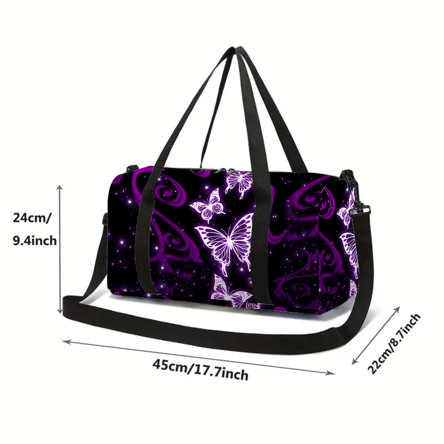 여자의 대형 여행 가방 보라색 나비 패턴 다기능 더플  - Weekender Bag Duffle 리뷰 및 가격