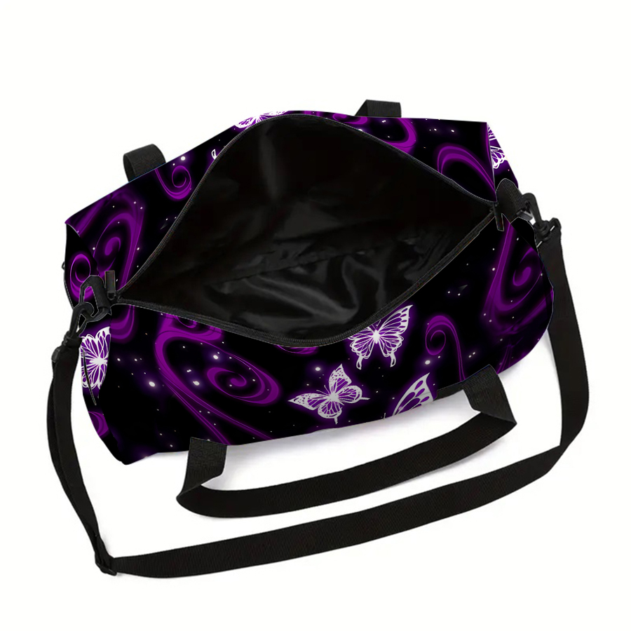 여자의 대형 여행 가방 보라색 나비 패턴 다기능 더플  - Weekender Bag Duffle 리뷰 및 가격