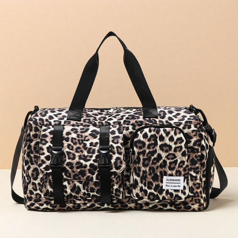 세련된 레오파드 프린트 스포츠 짐 가방, 독립적인 신발 - Weekender Bag Duffle 리뷰 및 가격