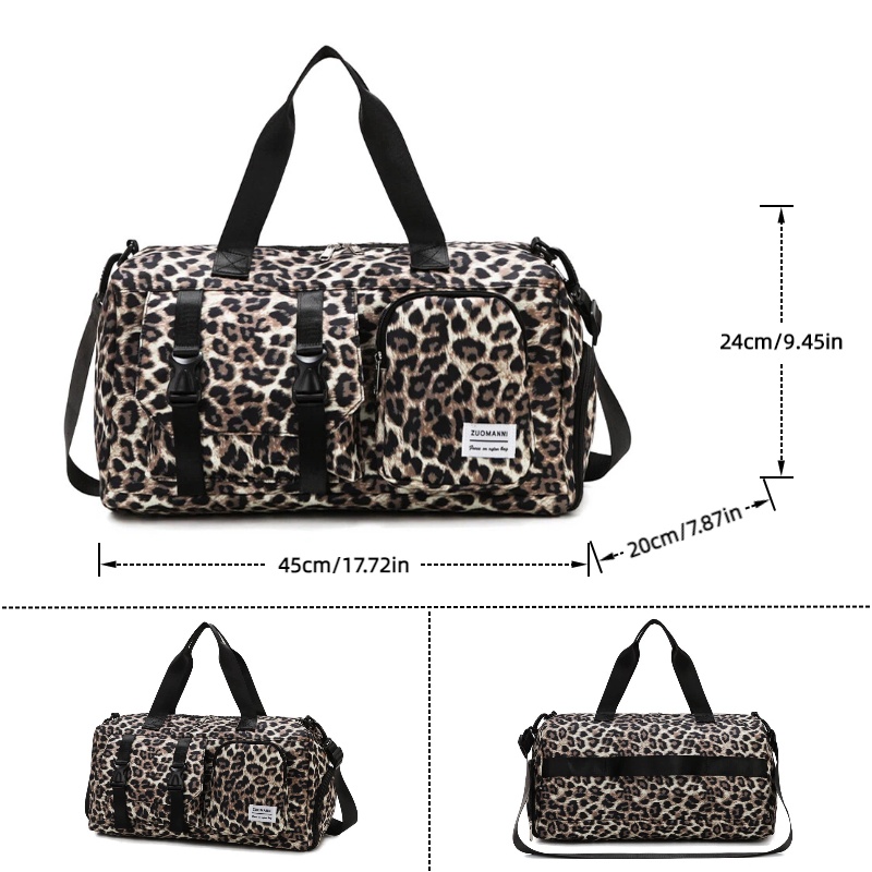 세련된 레오파드 프린트 스포츠 짐 가방, 독립적인 신발 - Weekender Bag Duffle 리뷰 및 가격
