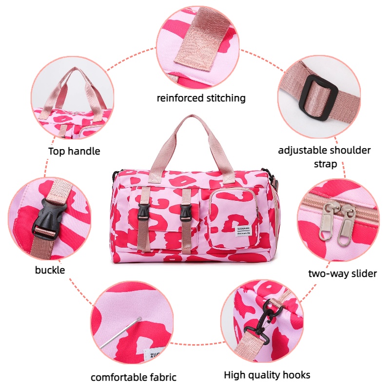 세련된 레오파드 프린트 스포츠 짐 가방, 독립적인 신발 - Weekender Bag Duffle 리뷰 및 가격
