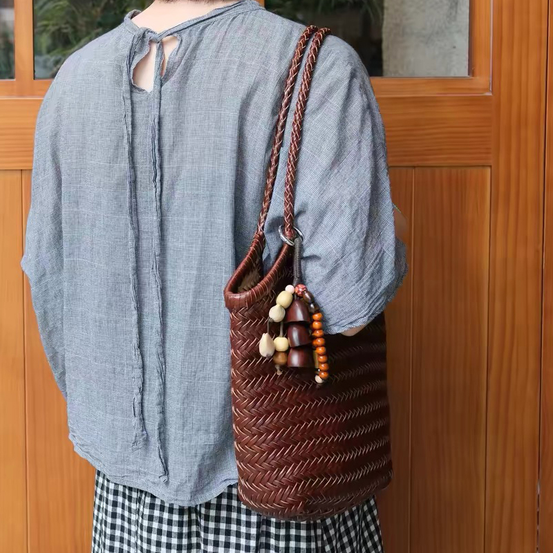 여성을위한 손으로 짠 정품 가죽 소형 토트 백 럭셔리  - Luxury Bags Vintage 리뷰 및 가격