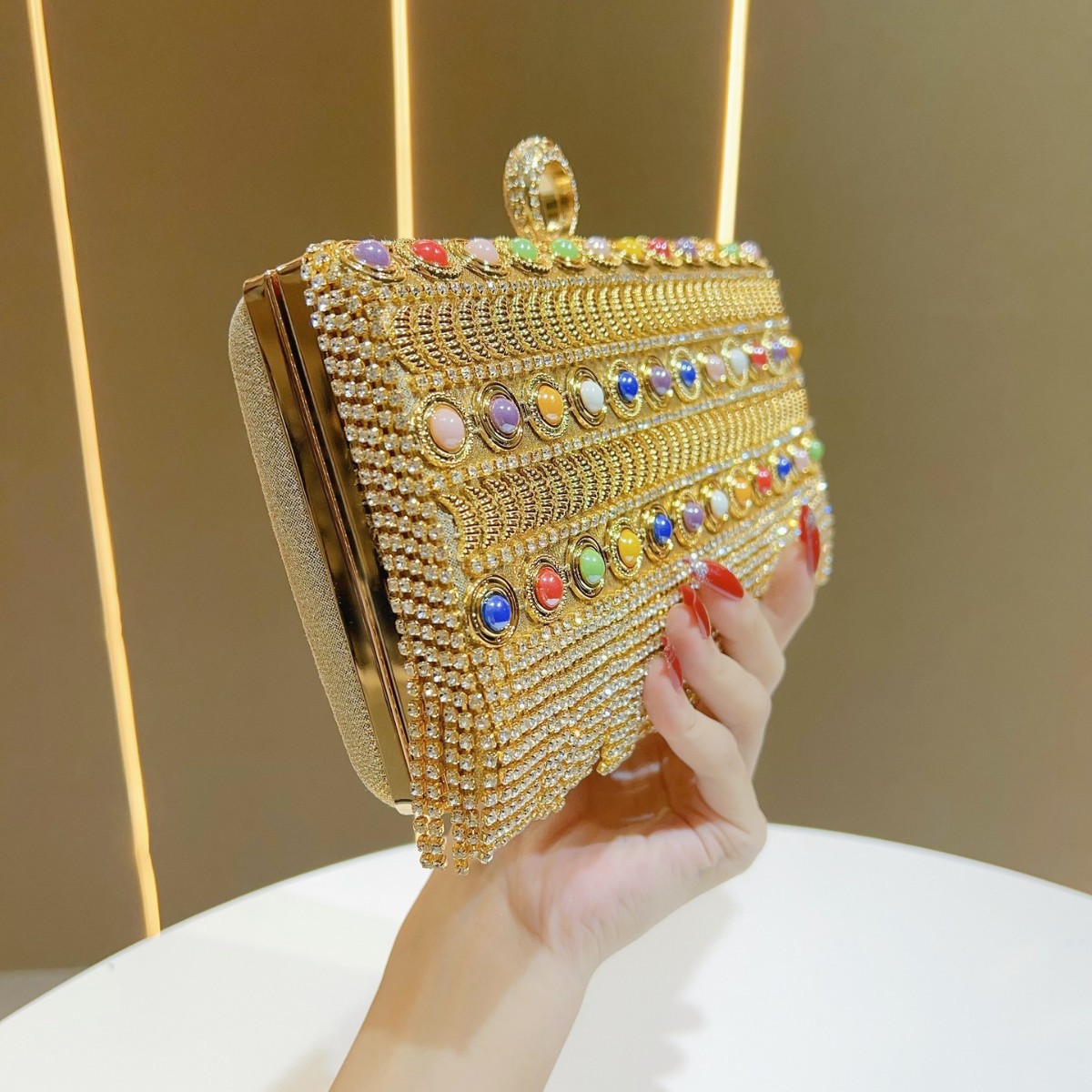 럭셔리 라인스톤 태슬 골드 실버 이브닝 백 여성용 유럽 - Luxury Bags Europe 리뷰 및 가격