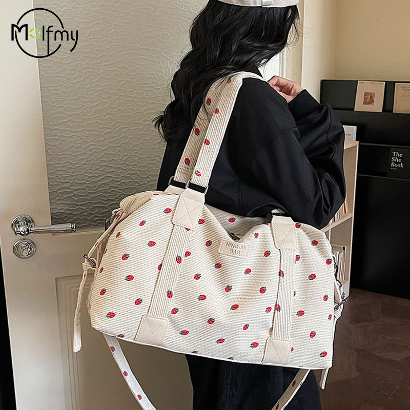 코듀로이 여행 토트백 대용량 딸기 여행 핸드백(신발 수 - Weekender Bag Duffle 리뷰 및 가격