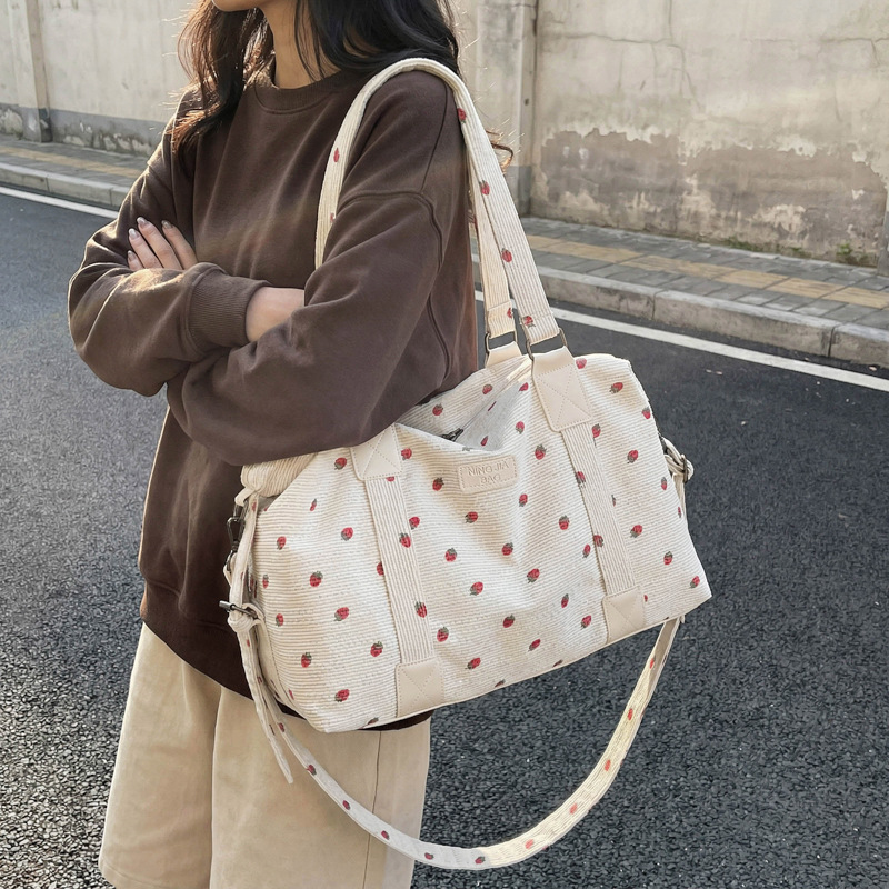 코듀로이 여행 토트백 대용량 딸기 여행 핸드백(신발 수 - Weekender Bag Duffle 리뷰 및 가격
