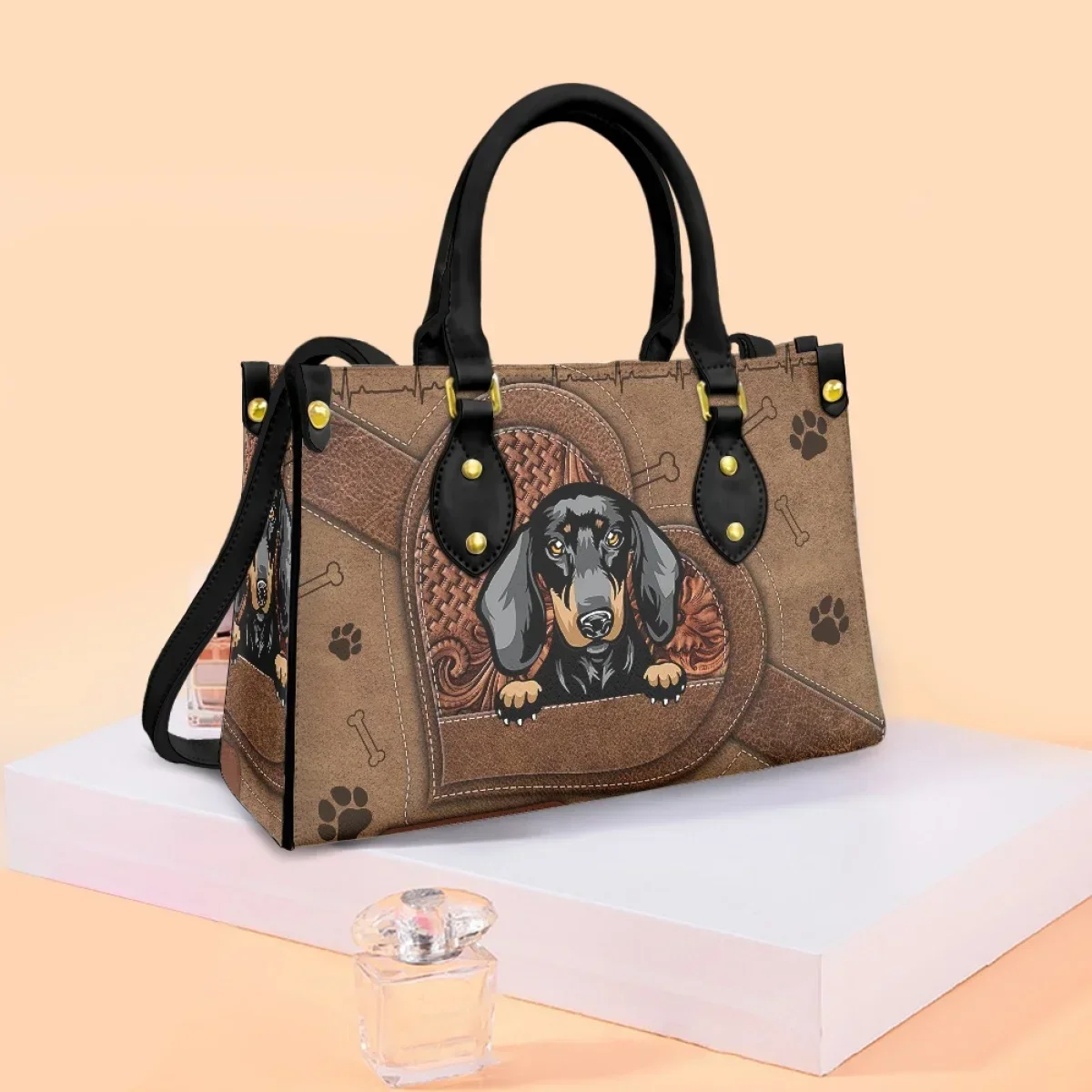 여성용 가죽 숄더백 맞춤형 이름 귀여운 닥스훈트 개 프 - Luxury Bags Name For Women 리뷰 및 가격